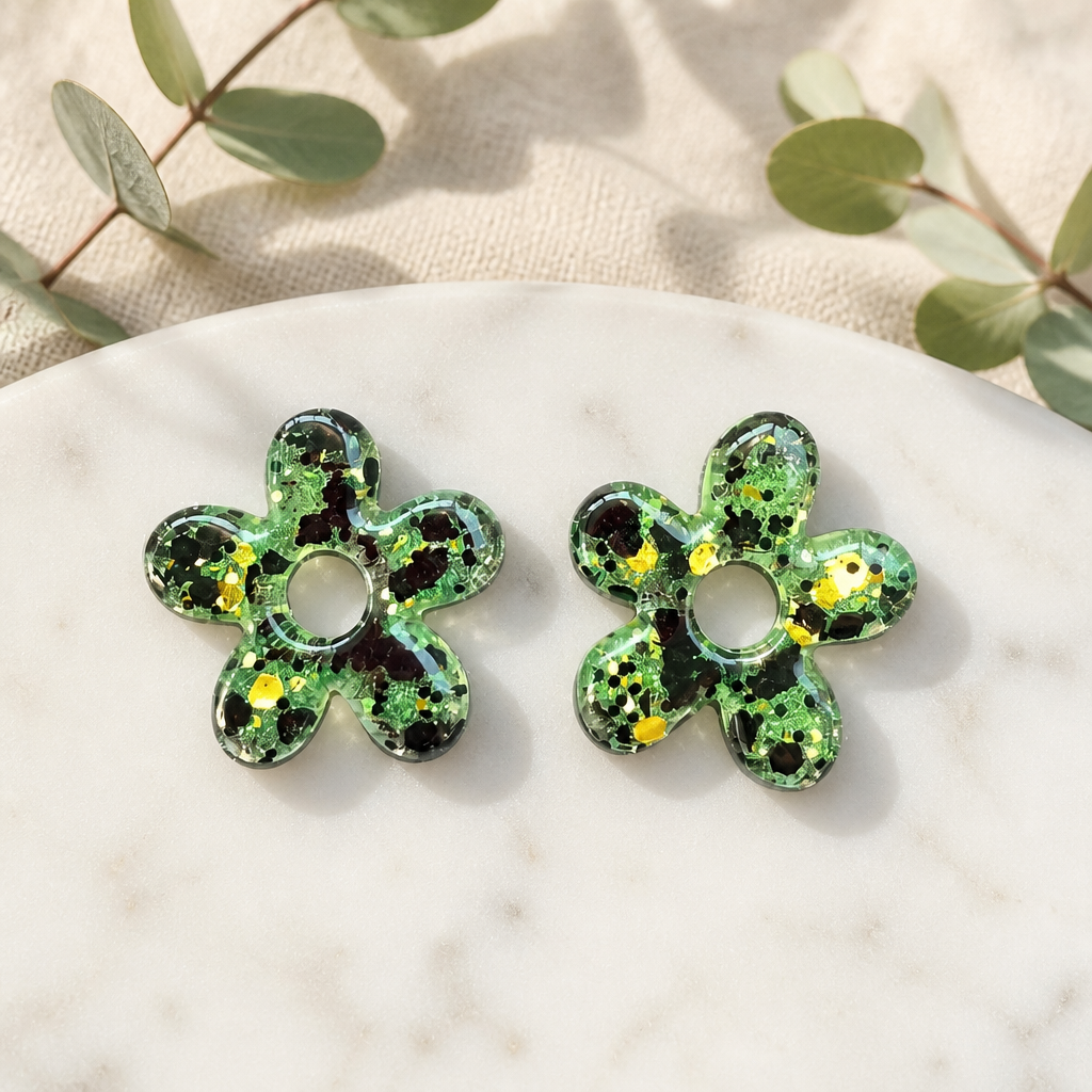 💚 GLOW FLOWER – Vert, noir & doré