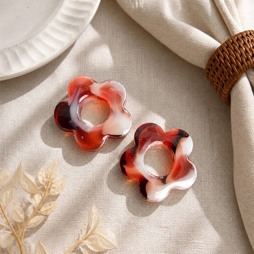 Pampilles Fleur – Terracotta & Blanc