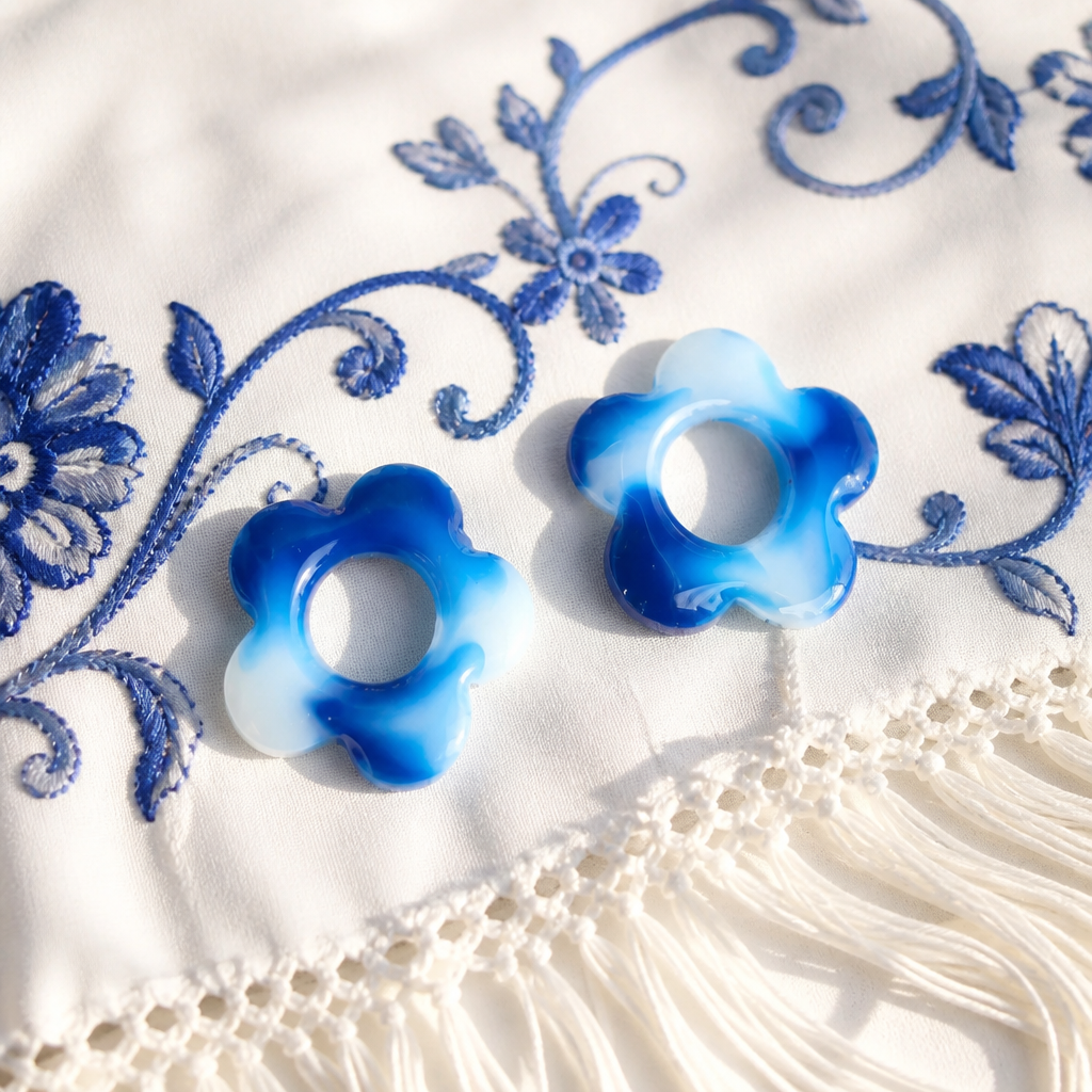 Pampilles Fleur – Bleu & Blanc