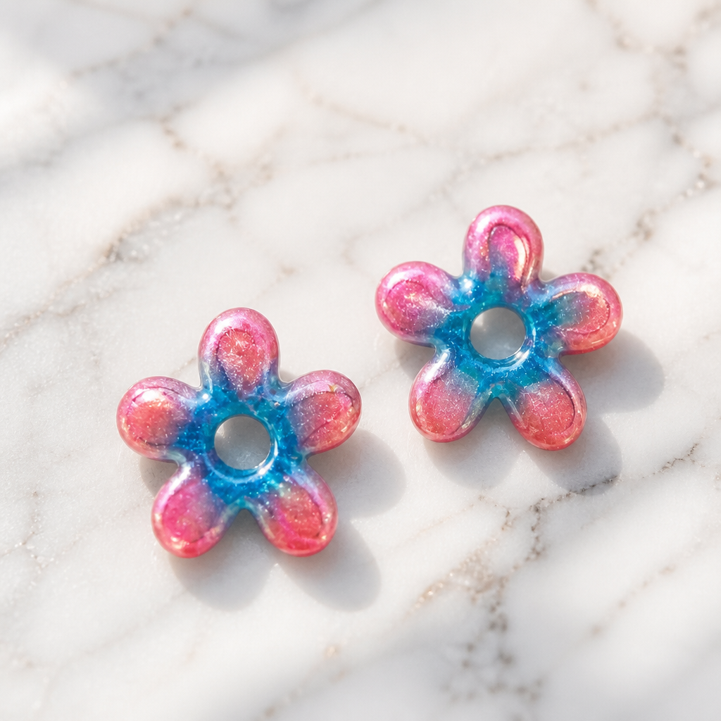 💖💙 GLOW FLOWER – Rose & Bleu scintillant