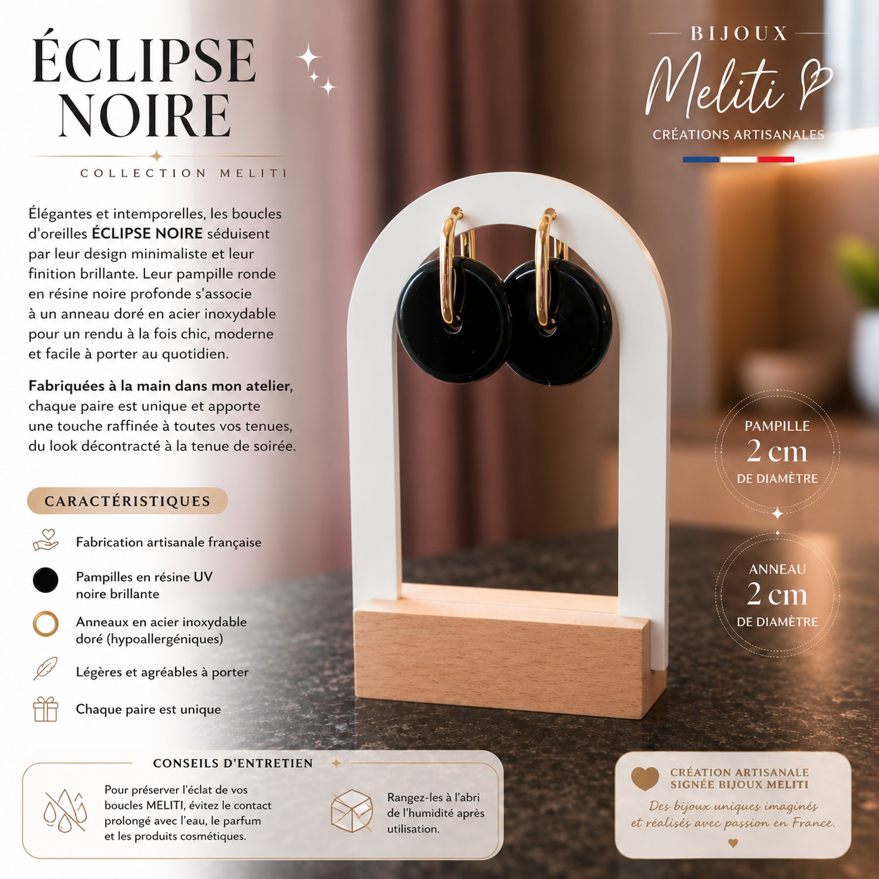 Boucles d'oreilles ÉCLIPSE NOIRE
