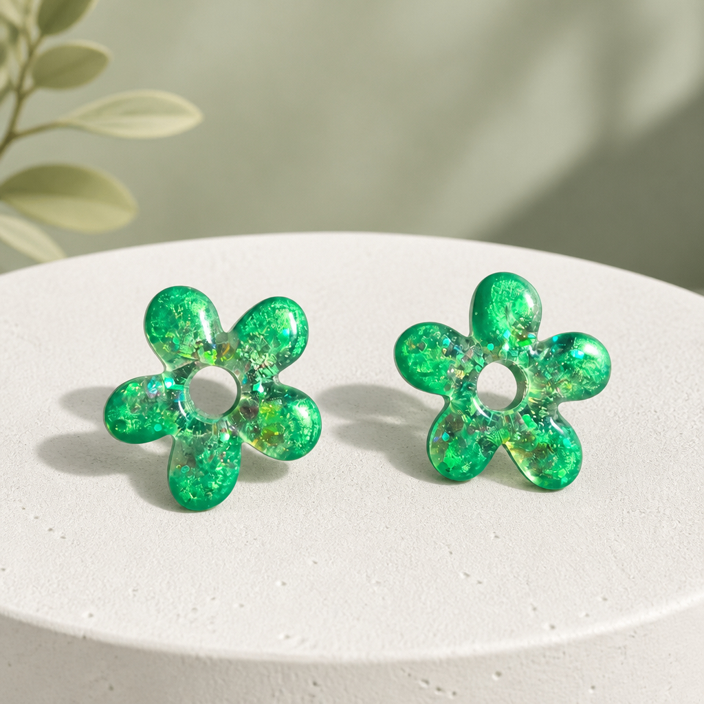 GLOW FLOWER – Vert émeraude pailleté