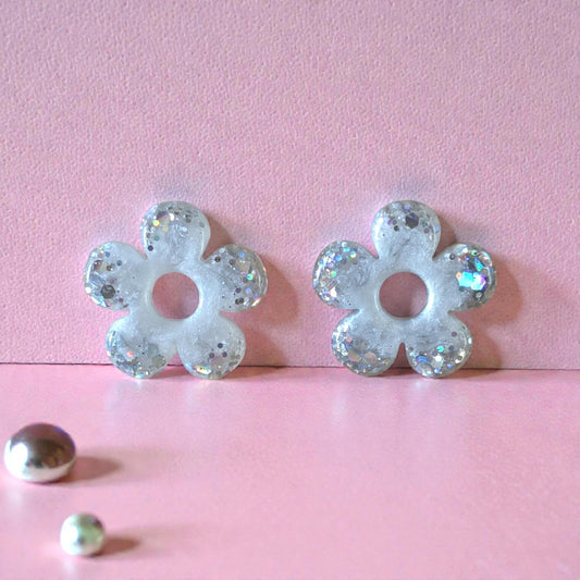 ZEPPLINE LED Earrings – Glittery openwork flower, sold with or without hoops