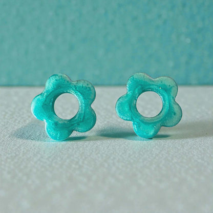 Boucles d’oreilles PAMPILLES – Fleur verte, vendues avec ou sans anneaux