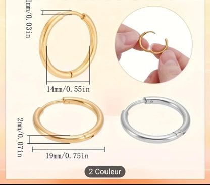 Anneaux couleur dorée – Acier inoxydable Diamètre intérieur 14 mm AO-1023