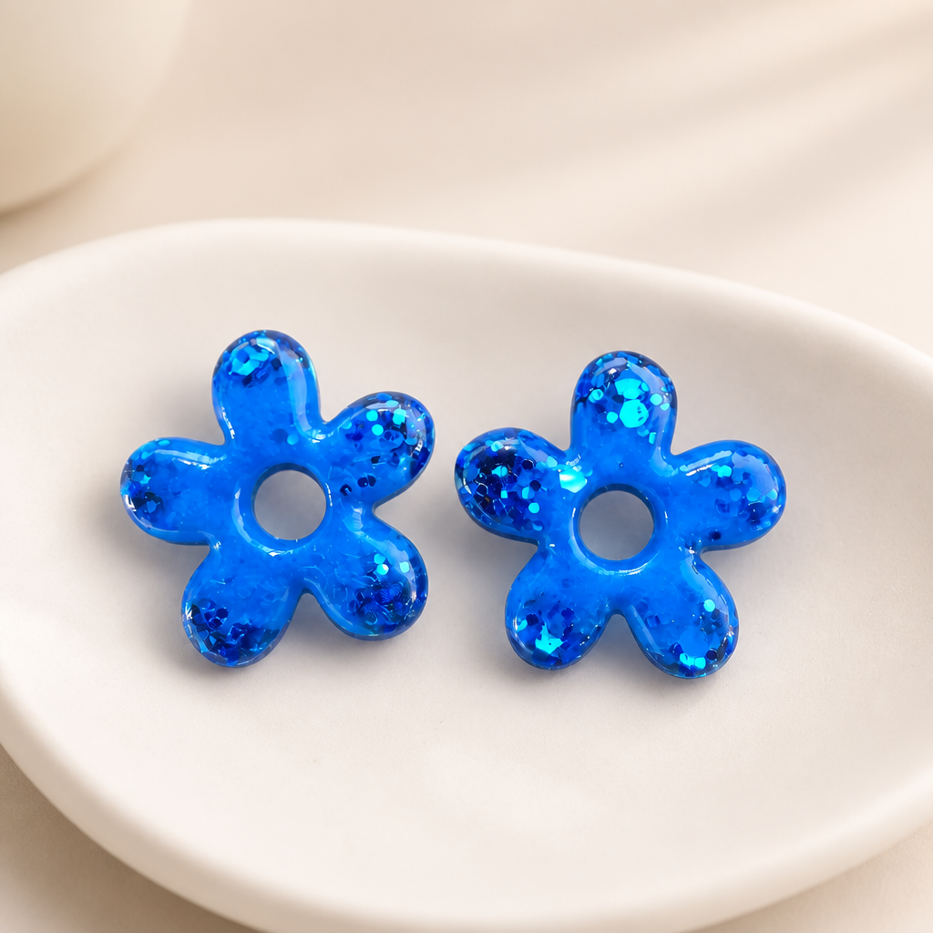 💙 GLOW FLOWER – Bleu électrique pailleté