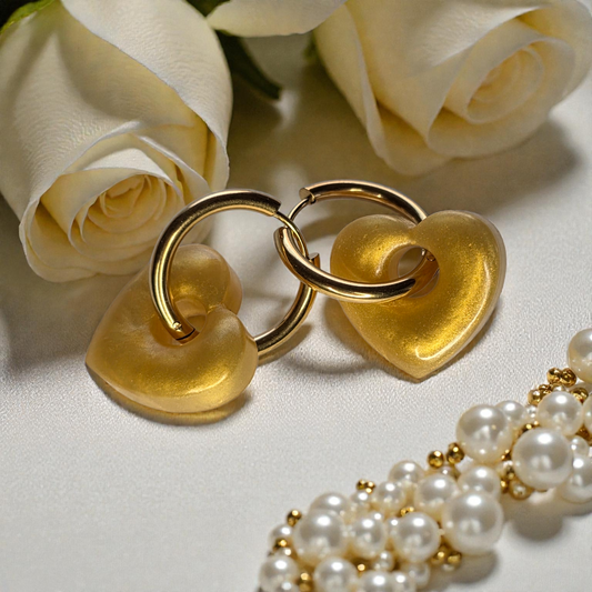 CHARM COEUR– Résine bleu givré aux reflets argentés sur anneau argenté