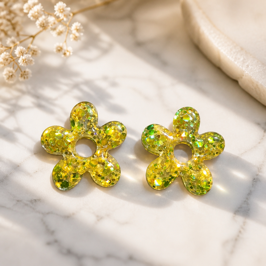 GLOW FLOWER – Jaune doré pailleté
