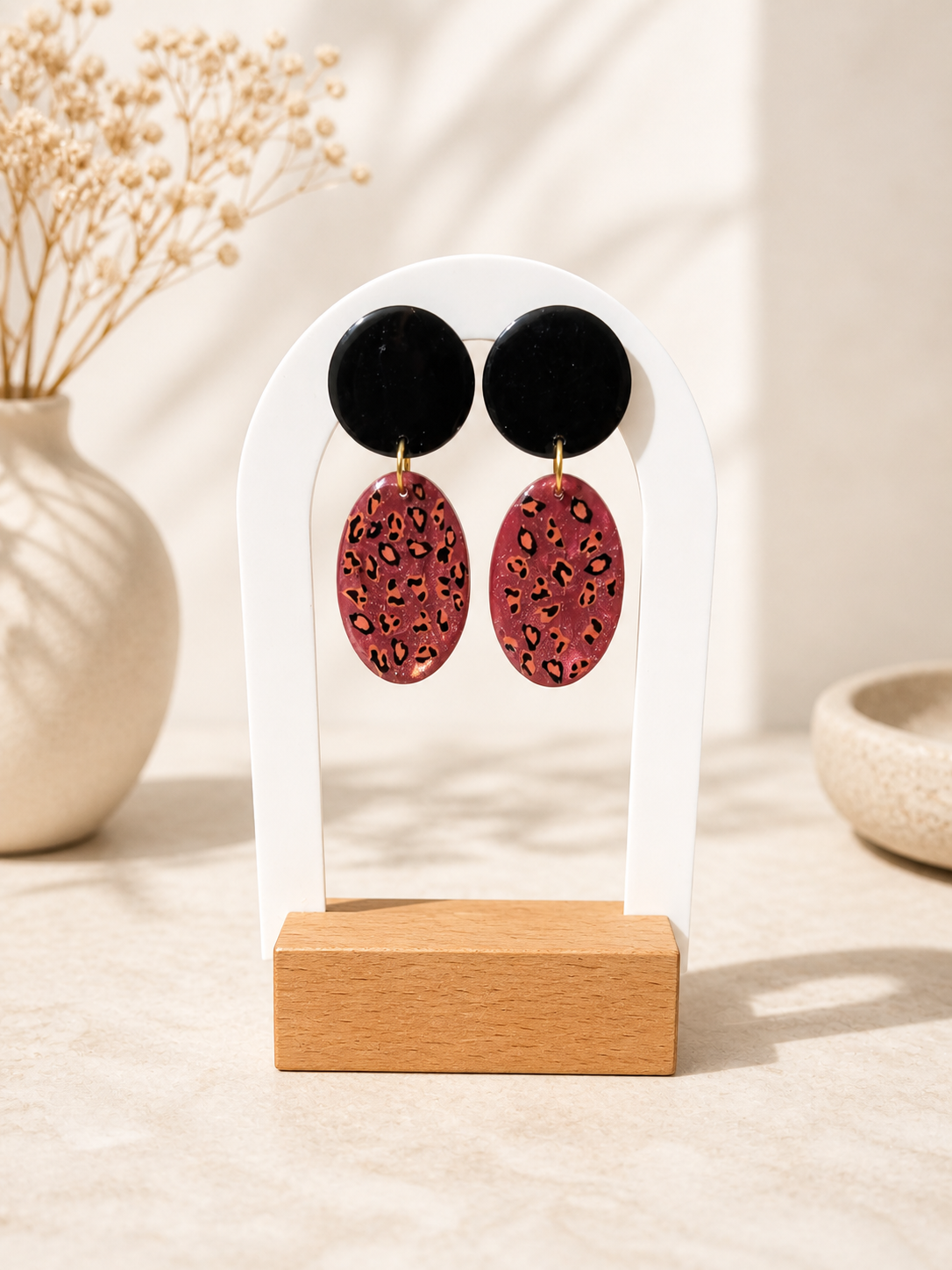 Boucles d’oreilles Léopard Rose