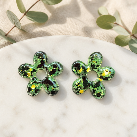 💚 GLOW FLOWER – Vert, noir & doré