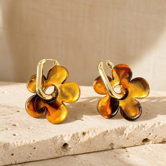 🌼 Pampilles Fleur Ambre & Écaille