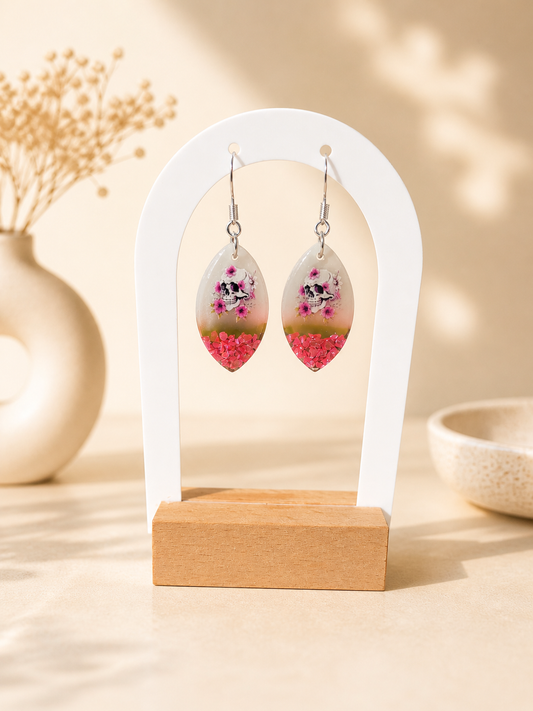 Boucles d’oreilles Crâne Fleuri