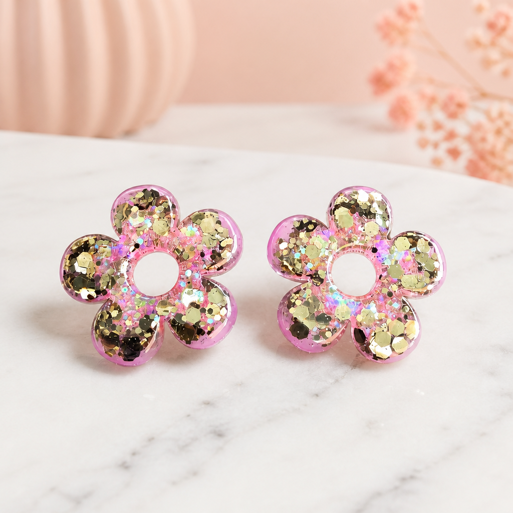 Boucles d'oreilles LED ZEPPELINE – Rose Doré Scintillant
