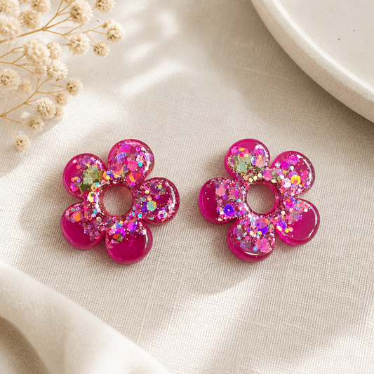Boucles d'oreilles LED ZEPPELINE – Fuchsia Scintillant