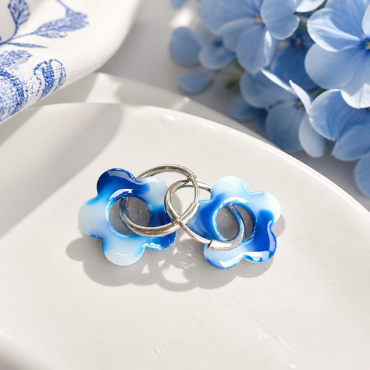 Boucles d'oreilles spéciales Férias – Bleu & Blanc