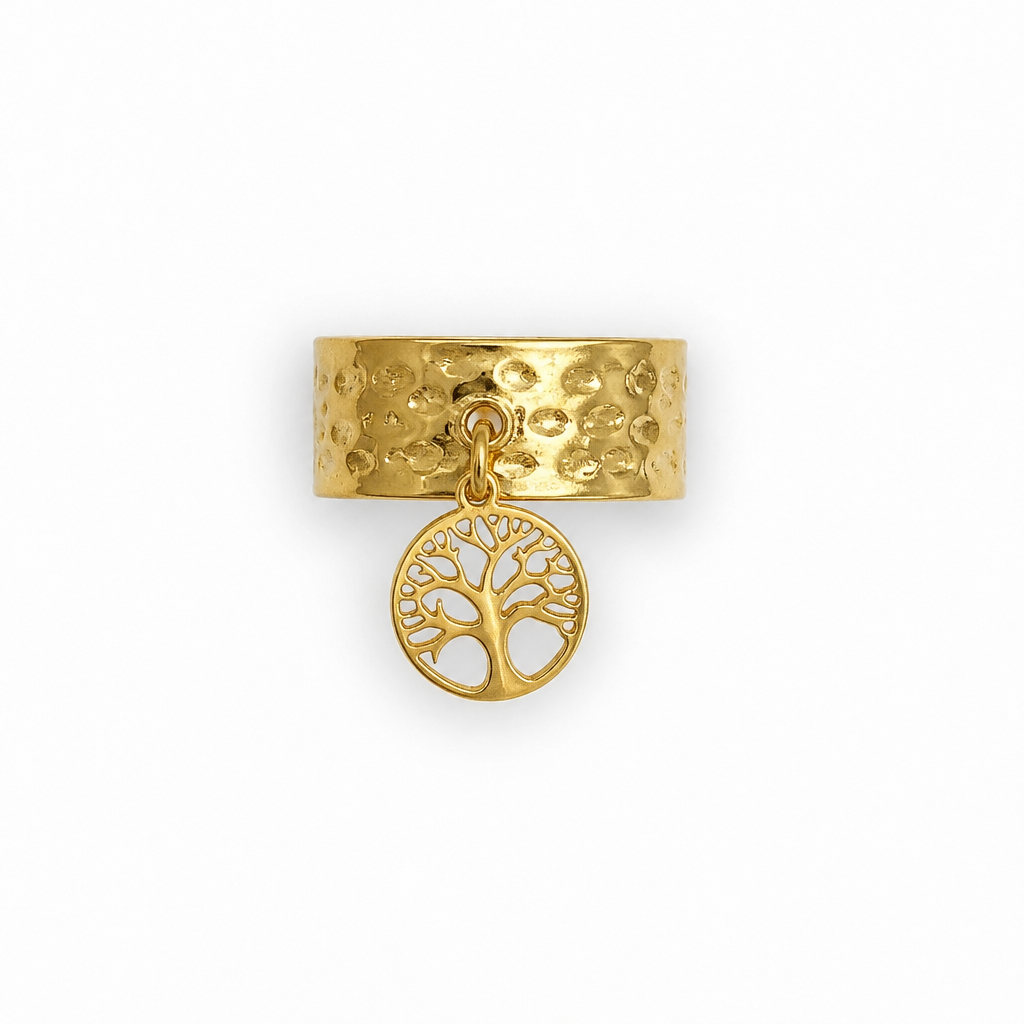 Bague Arbre de Vie – Acier inoxydable doré