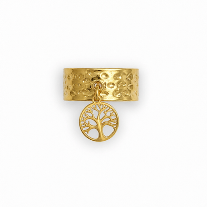 Bague Arbre de Vie – Acier inoxydable doré