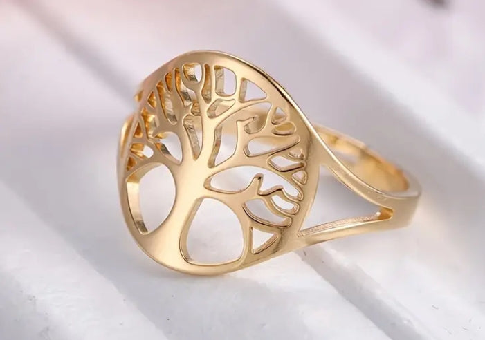 Bague réglable Arbre de Vie en acier inoxydable