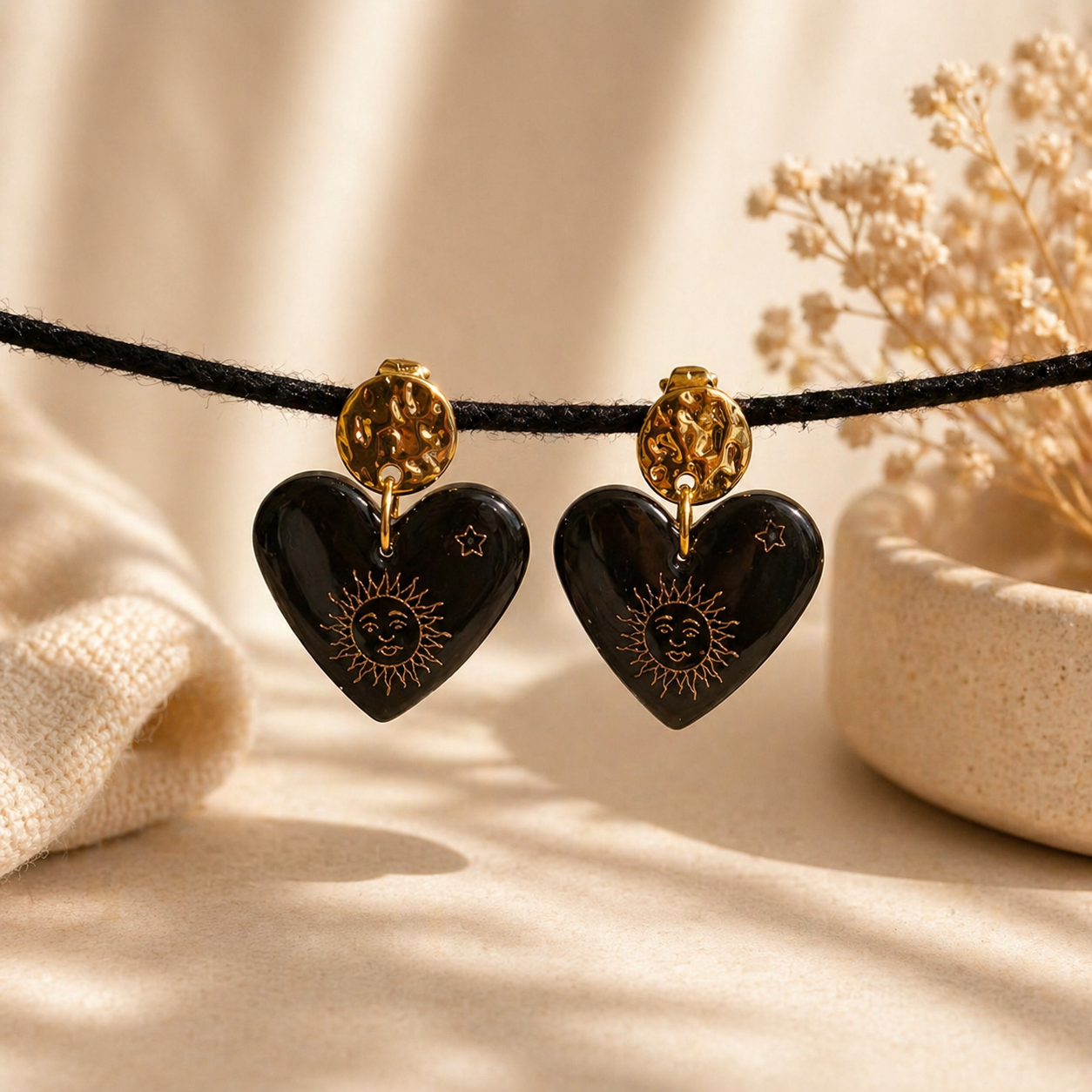 Boucles d’oreilles cœur soleil