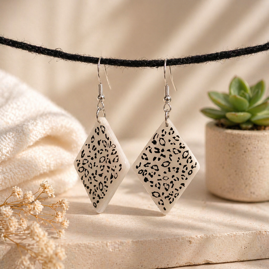 Boucles d’oreilles losange motif léopard – BiJOUX MELITI