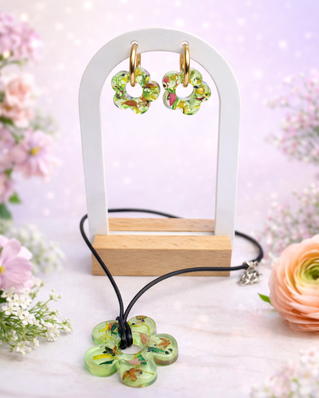 🌸 Parure Fleur Résine – BiJOUX MELITI