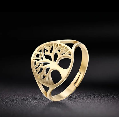 Bague réglable Arbre de Vie en acier inoxydable