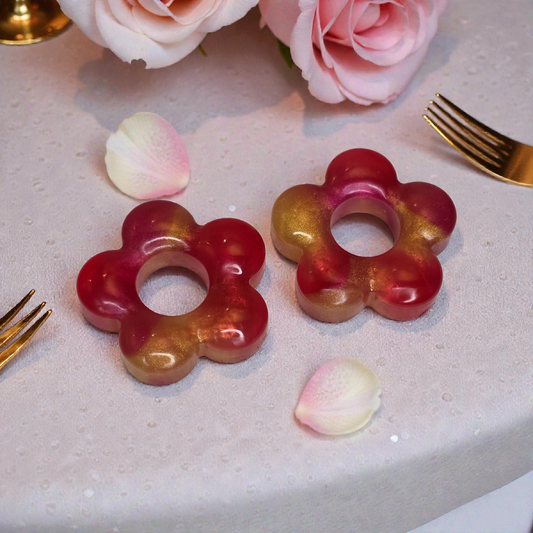 POP FLOWER – Red and iridescent gold resin