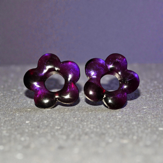 POP FLOWER – Deep iridescent purple resin