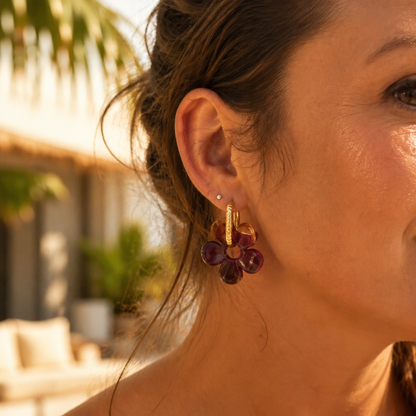 🌸 Boucles d’oreilles LED ZEPPLINE – Prune & éclats dorés