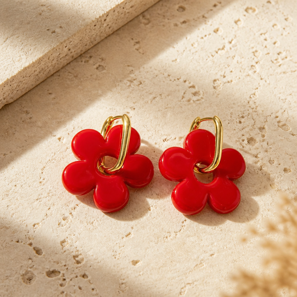 Boucles d’oreilles LED ZEPPLINE – Rouge & doré