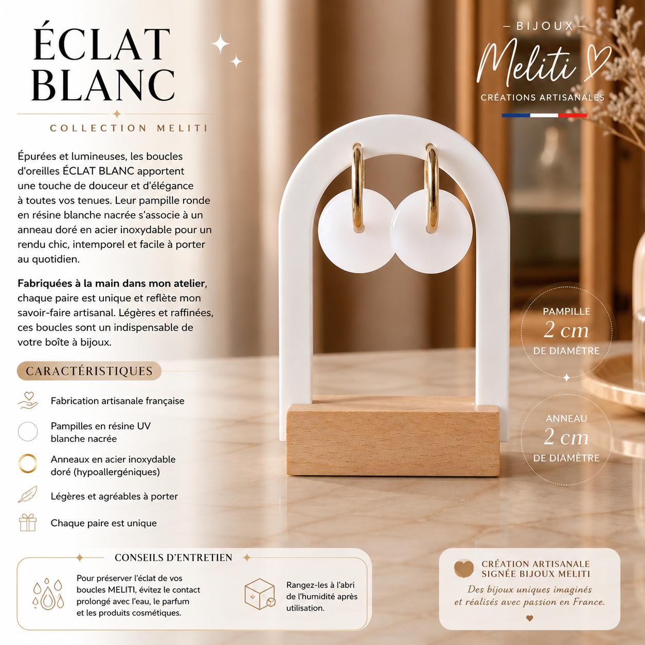 Boucles d'oreilles ÉCLAT BLANC