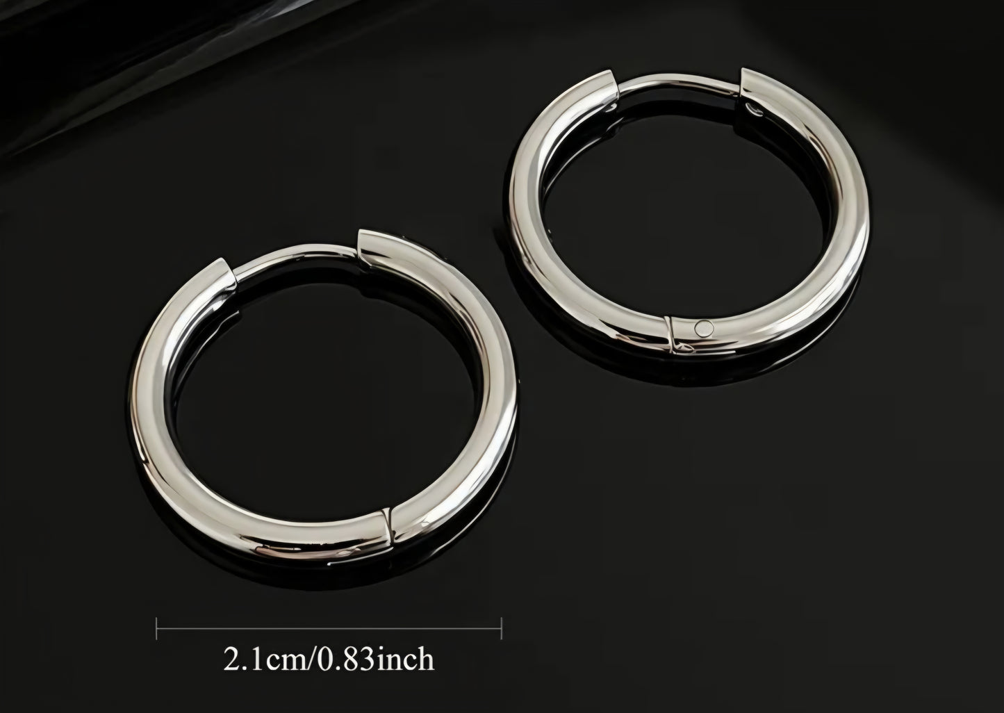 Stainless steel hoop earrings – 21 mm silver color AA-1022