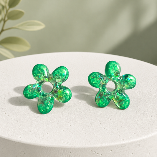 GLOW FLOWER – Vert émeraude pailleté