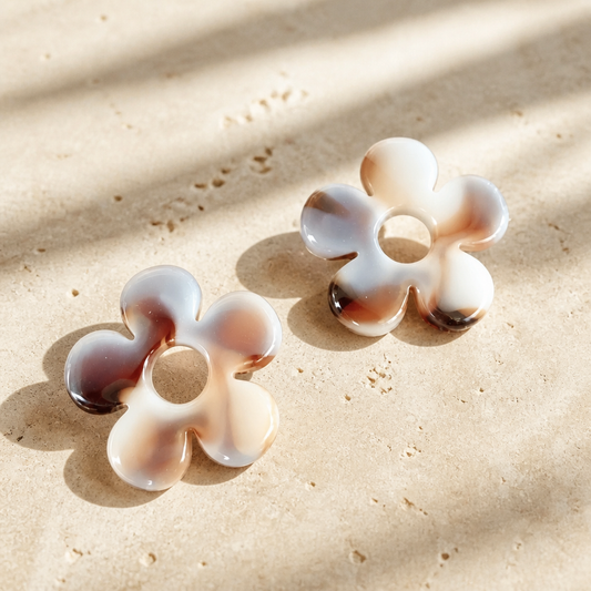 🌸 Boucles d’oreilles LED ZEPPELINE – Écru & Chocolat